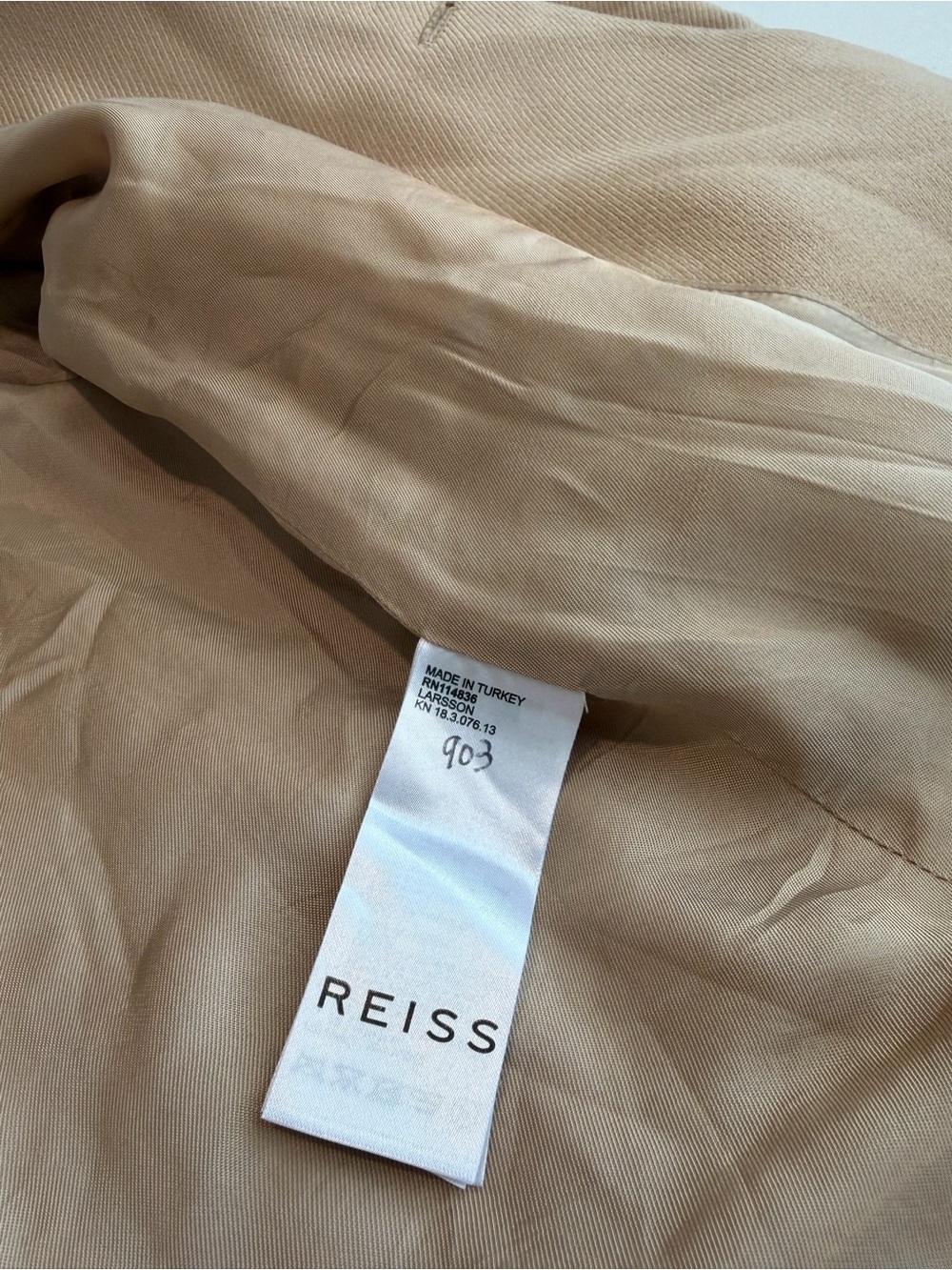 Reiss Larsson Double Breasted Blazer Women’s Size 8 Camel Twill Wool Tailored - Picture 10 of 13